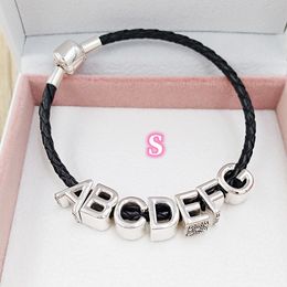 alphabet beads for jewelry making kit Letter S charms pandora 925 silver druzy bracelet beaded for boy women men couple chain pearl bead necklace pendant 797473