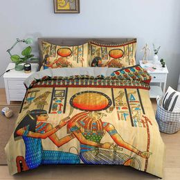 Egyptian Bedding Set Ancient Egypt Civilization Duvet Cover Characters Home Textiles African Bedclothes 2/3 Pieces 210615