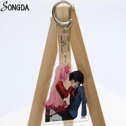 Keychains 02 Zero Two Anime Figures Keychain Darling In The Franxx Acrylic Key Chain For Car Bag Keys Original Friends Cute Gift