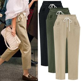 Summer Harem Pants Womens High Waist Loose Straight Nine Pants Womens Casual Trousers Large Size 6XL OL Pants Womens Slacks 9050 Q0801