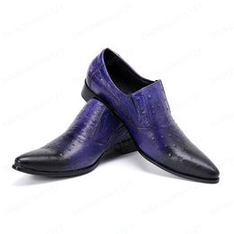 Spring Autumn Mens Pointed Top Shoes Gradient Genuine Leathe Causal Dress Loafers Office Wedding Chaussure Homme