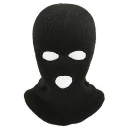 New autumn and winter warm three hole wool knitted hat bandit outdoor cycling letter anti-terrorism mask straight beanies