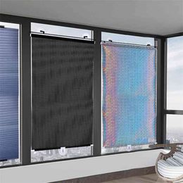 Портативный выдвижной PVC Sun Sun Theate занавес окна стеклянного стекла солнцезащитный ролик слепые для офисной кухней спальня мембрана 210913