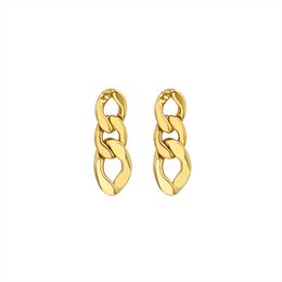 Luxury Brand Link Chain Stud Earrings Korean Style Gold Colour Stainless Steel Eardrop Fashion Jewellery For Women Christmas 2020