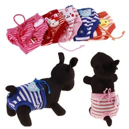 16 Color Washable Durable Doggie Diapers Dog Apparel Cotton PET Female Dogs Diaper with Tighten Strap Physiological Sanitary Panties Reusable Puppy Nappies A44