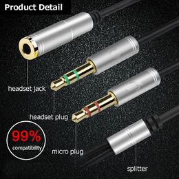 Two-in-one Audio Cables Mobile Phone Audio 1 To 2 Adapter American Standard Headphone Jack Anchor Headset Conversion Line