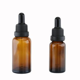 10pcs/lot Amber Glass Dropper Bottle Black Security Cap Essence/Massage/Herbal Oil Serum Aromatherapy Eye Gel Pipette Refill