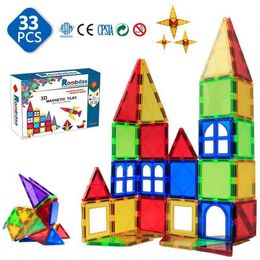 Romboss Big Size 3D Magnetic Building Blocks Construction Games Magnet Designer Educational Toys Magnetic Tiles For Kids Gift Q0723