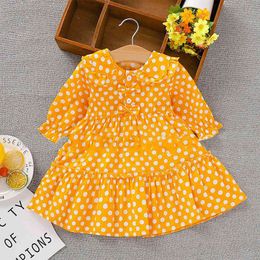 Children Clothes Spring Autumn Girls Cute Lapel Polka Dot Princess Dress Little Girl Casual 210515