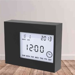 Digital Table Alarm Clock Child for Home with Hour Date Calendar Backlight Timer Room Temperature Electronic LCD Office Watch 211112