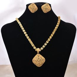 Earrings & Necklace Gold Jewelry Set For Women African Beads Sets Wedding Choker Rings Bridal Dubai Ethiopian Jewellery