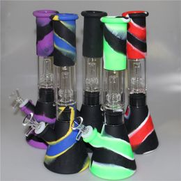 Silicone Bongs Percolators Perc glass water pipes shisha hookah Bong percolator tube With Glas Bowl Mini dab rigs