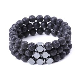 Lover Men Handmade hematite 8mm Buddha Lava stone Bracelet beads Bracelets Summer Women Jewellery gift