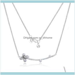 Chains Necklaces & Pendants Jewelrychains 925 Sterling Sier Choker Four-Petal Flower Necklace Chain Pendant For Women Gift Trinket Jewellery C