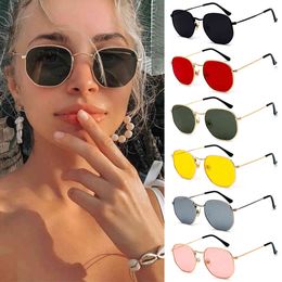 2021 Vintage Altıgen Güneş Gözlükleri Kadın Küçük Kare Sunglases Erkekler Metal Çerçeve Sürüş Balıkçılık UV400 Koruma Gözlük