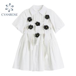 Fashion Elegan White Mini Dress Women Short Sleeve Summer Party Birthday Festival Sweet Cute Sexy French Romantic Vintage Dress 210417