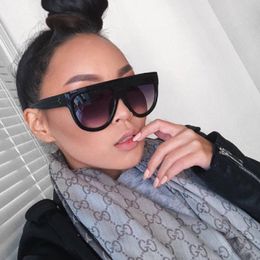 Flat Top Oversized Women Sunglasses Retro Shield Shape Luxy Brand Design Big Frame Rivet Shade UV400 Eyewear