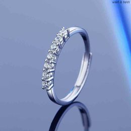 Moissanite Genuine Fashion Jewellery High Quality 925 Sterling Silver Mossan Diamond Ring Female Open Mouth Seven Valentine's Day Party for Lady