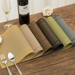 Placemats PVC Dining Table Mats Heat Insulation Stain Resistant Placemat Anti Slip Washable Pad Restaurant Place Mat RH6008