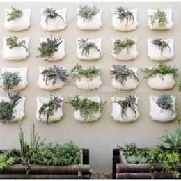 2 pieces 30*35cm Green Grow Bag Wall Hanging Planter Vertical Garden 1 Pocket Vegetable Living Garden Bag Home Supplies 210401