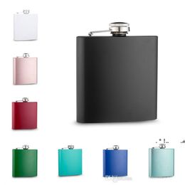 newMixed Coloured 6oz painted stainless steel hip flasks with screw cap EWD6489