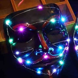 v shaped face mask Canada - 2021 Halloween Led Halloween V-face Toys Luminous Children's Dance Masks Black V-shaped Plastic Accessories Costume Party Kids Funny Facemasks G7492MV