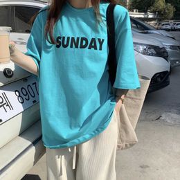 SUIIDAY Letter Print Tee BF Casual Fashion Big Size Loose Short-Sleeved Harajuku Ins Streetwear Punk Female Hip Hop T-Shirt 210527