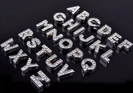 A-Z Rhinestone Slide Letter Charms Pendants 8MM/10MM DIY Pet Name Loose Beads Jewelry Accessories Dog Cat Pets Collar Glide Charm Letters on Sale