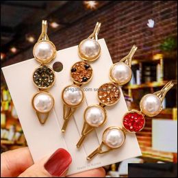 Hair Clips & Barrettes Jewelry S1516 Fashion Women Girl Faux Pearl Beads Barrette Rhinstone Hairpin Clip Headdress Pin Aessories Drop Delive