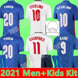 -Homens + Kit Kids 2021 National Soccer Jerseys Foden Kane Inglaterra Sterling Rashford Sancho Henderson Home Away Youth 21 22 Camisas de Futebol Conjuntos Uniformes