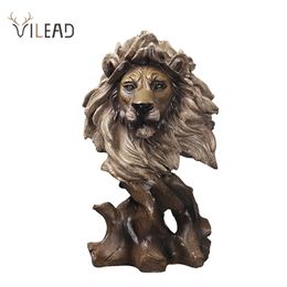 VILEAD Modern Simulated Animal Figurines Eagle Wolf Tiger Lion Horse Statue Home Office Decoration Living Room Interior Crafts 210727