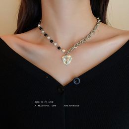 Chokers Necklace Choker Pearl Heart Pendant Diamond For Women Clavicle Chain Collar Gold Chains Bead Fashion Jewellery