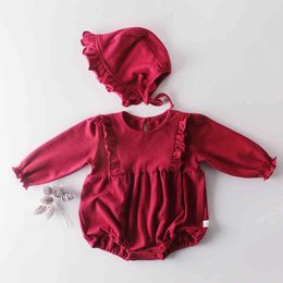 Spring Baby Girls Bodysuits Fashion Brand 0-2Yrs Girl One-piece RompersPattern Splicing Package Little Clothing 210429