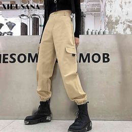 Women Cargo Pants Spring Autumn Fashion Female Casual Jogger PantsBF Streetwear Harajuku Straight Trousers Loose Harem Pant 210423