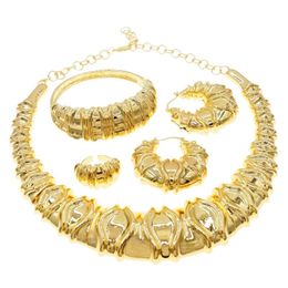 Earrings & Necklace Latest Fashion Dubai Gold Jewellery Set High Quality Ladies Wedding Date H0043