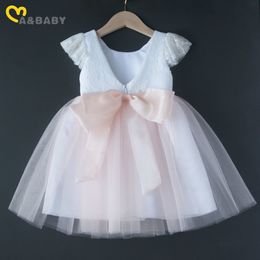 1-7Y Summer Toddler Kid Child Girl Party Dress Princess Big Bow Tulle Lace Wedding Birthday Tutu Dresses For Gir 210515