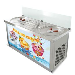 Kolice Free shipment to door US WH kitchen tool fried ice cream machine 2 pans with 10 cooling freezer