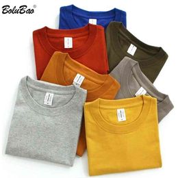 BOLUBAO Fashion Brand Men Solid Colour T Shirt Men's 100% Cotton Short Sleeves T-shirt Male Skateboard Tee Shirt Tops 210409
