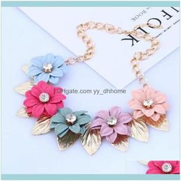 Chains Necklaces & Pendants Jewelrychains Punk Style Necklace Fashionable Multi-Layer Tiepi Flower Pendant Female Aessories Drop Delivery 20