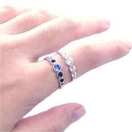 Size 6-10 Ring Simple Women 925 Silver Small Sapphire Thin Tail Ring Fashion