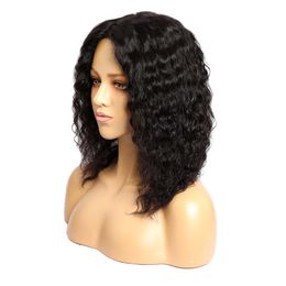 Brazilian Deep Wave Bob Wigs For Black Women Synthetic Curly Wig With Middle Glueless Natural Black Colour Hairfactory direct