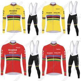World Quick Step Cycling Jersey Set Red Yellow Men Clothing Spring Autumn Bike Suit Maillot Ropa Ciclismo Racing Sets