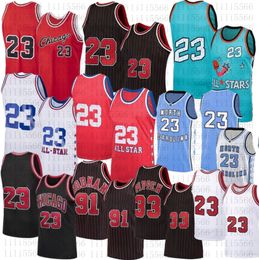 jersey de listra branca vermelha Desconto 100% costurado 23 Michael Basketball Jersey Dennis 91 Rodman Jerseys Scottie 33 Pippen Vermelho Branco Stripe Preto Camisa