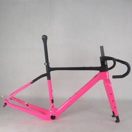 Seraph Inner Cable Disc Brake Gravel Frame GR044 Flat Mount BB386 Pink Paint Di2 and Mechanical Compatible