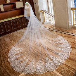 Bridal Veils Luxury Cathedral Wedding Veil, Two Layers With Lace Applique, Long Section Comb, Accessories