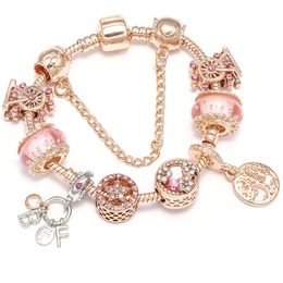 2021 New Charm Bracelet Rose Gold Ladybug Pumpkin car Pendant Heart European Charm Beads Honeycomb Beads Bangle Fits Pandora Charm Bracelets & Necklace