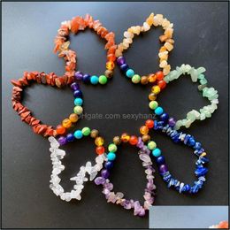 Jewellery Irregar Chip Beads Strand Bracelet Men Women 7 Chakra Stone Bracelets Handmade Energy Healing Elastic 1Pc Beaded, Strands Drop Deliv