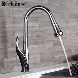 Chrome Pull Out Kitchen Faucets Matte Black Single Handle Cold Water Mixer Tap 360 Rotation Kitchen Water Tap For Kitchen 210724