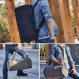 Men Fitness Gym Bag Training Backpack Cylindrical Bucket Rucksack Canvas Travel Hiking Shoulder Blaso Sac De Sport Outdoor Y0721