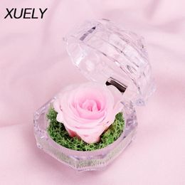 Decorative Flowers & Wreaths Artificial Flower Rose Ring Gift Box Girlfriend Creative Jewellery Valentine's Day Mini Surprise Christmas